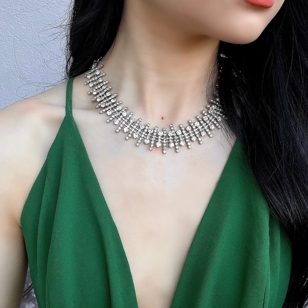 Bar Detail Silver Collar Necklace
